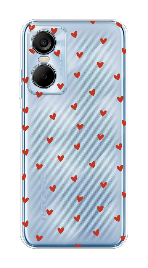 

Чехол на Tecno Pop 6 Pro "Red hearts", Красный;прозрачный, 302750-1
