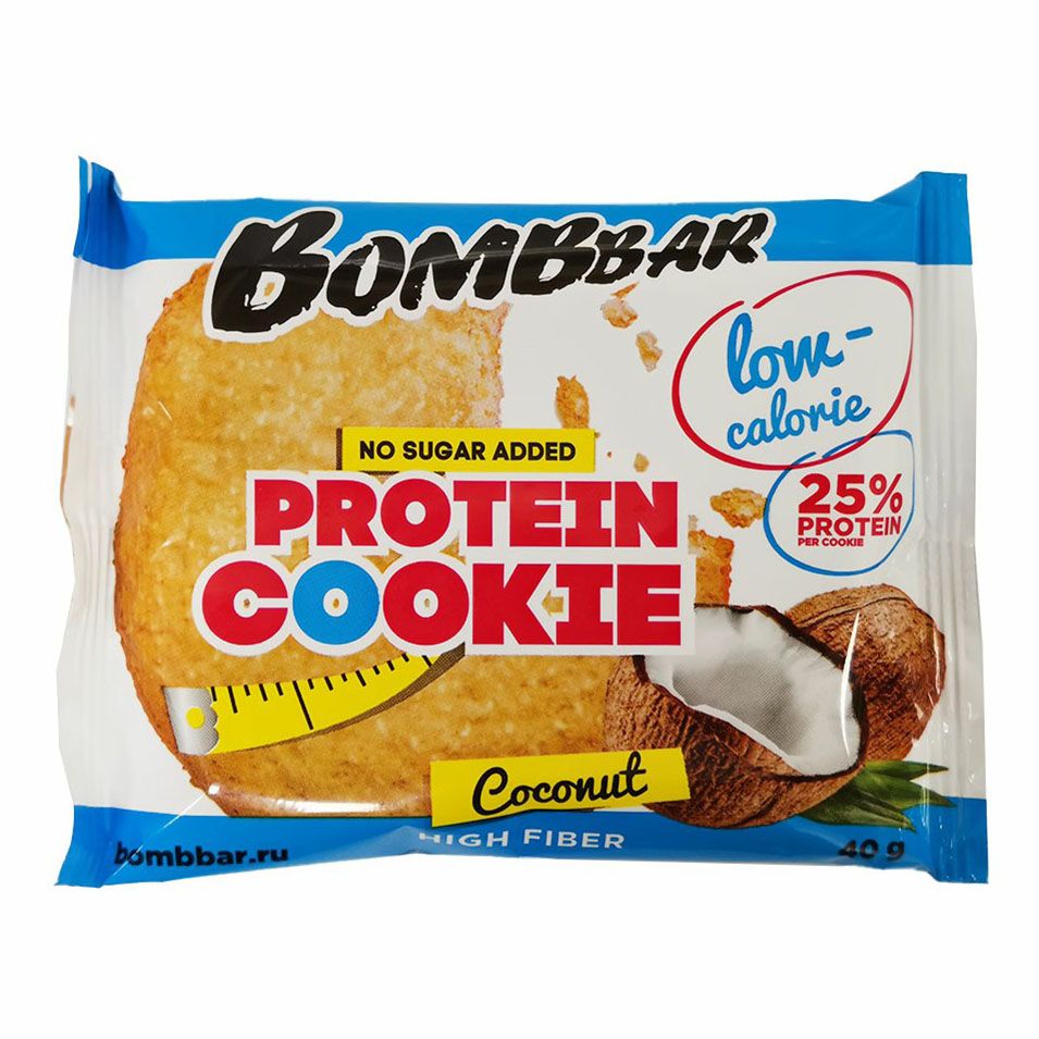 Печенье Bombbar Protein Cookie низкокалорийные 40 г вкус кокос 113₽