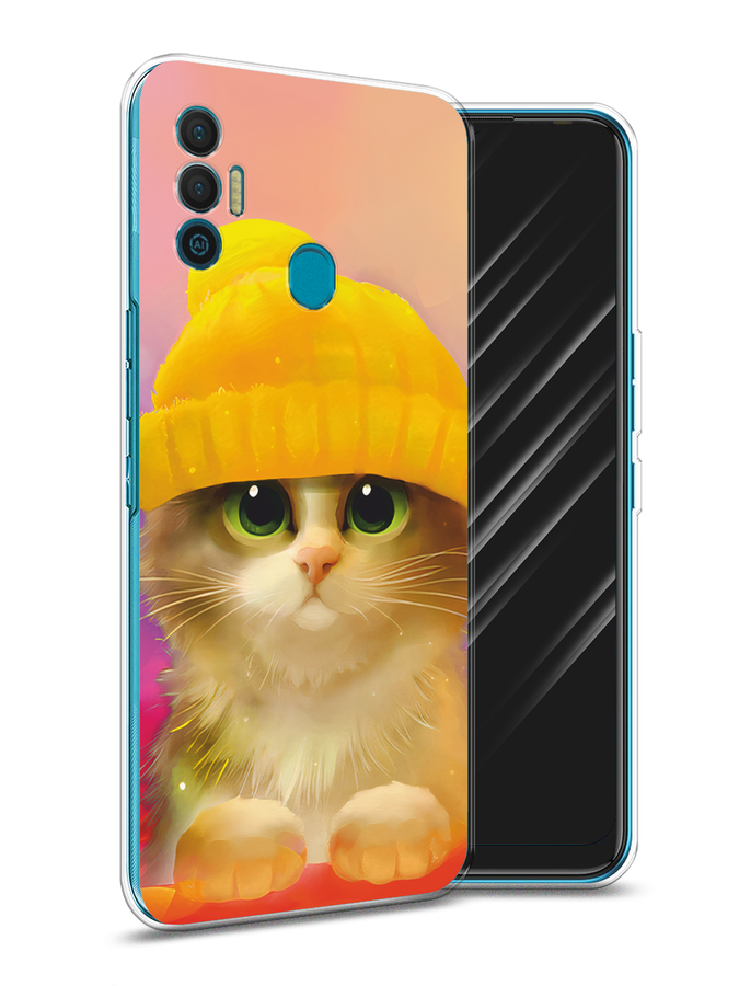 

Чехол Awog на Tecno Spark 7 "Котенок в желтой шапке", Разноцветный, 301050-2