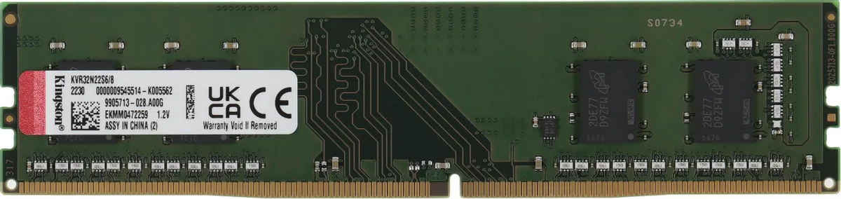 

Оперативная память Kingston 8Gb DDR4 3200MHz (KVR32N22S6/8), KVR32N22S6/8
