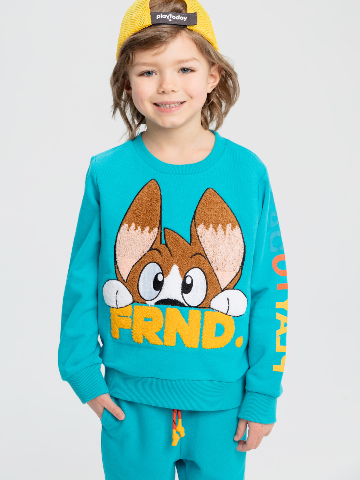 

Свитшот детский PlayToday Kids 12312065, голубой, разноцветный, 98, 12312065