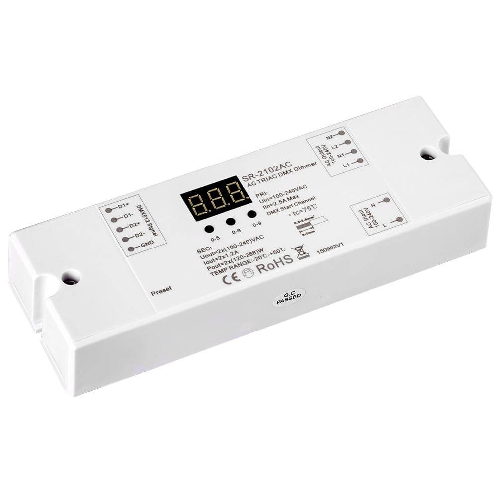 

Декодер Arlight 020375 DMX SR-2102AC (230V, 2x1.2A), Белый, 020375