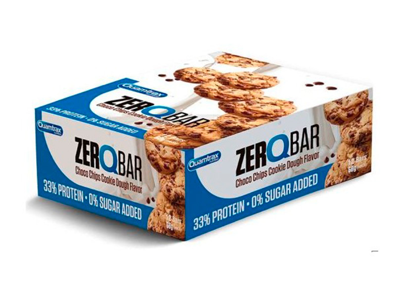 фото Quamtrax nutrition батончики zero q-bar 60 г, 12 шт, вкус: печенье с шоколадом