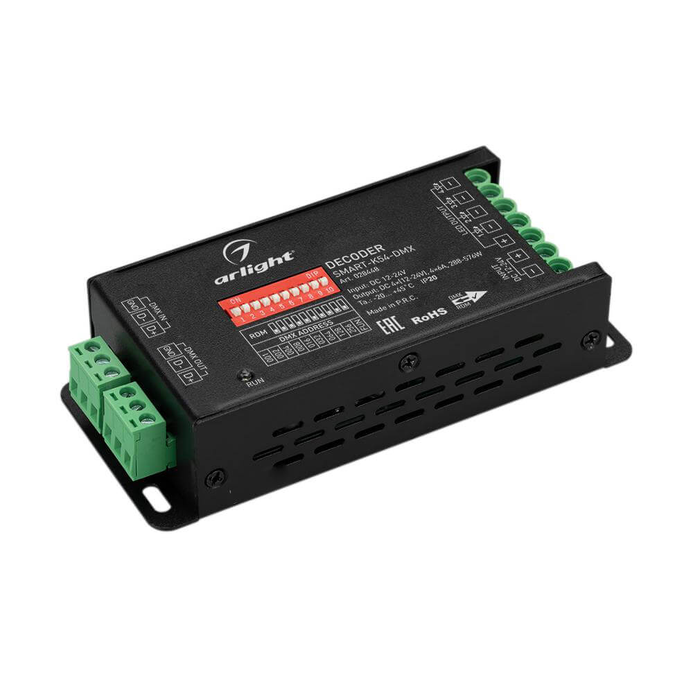 

Декодер Arlight SMART-K54-DMX (12-24V, 4x6A), Черный, 028448