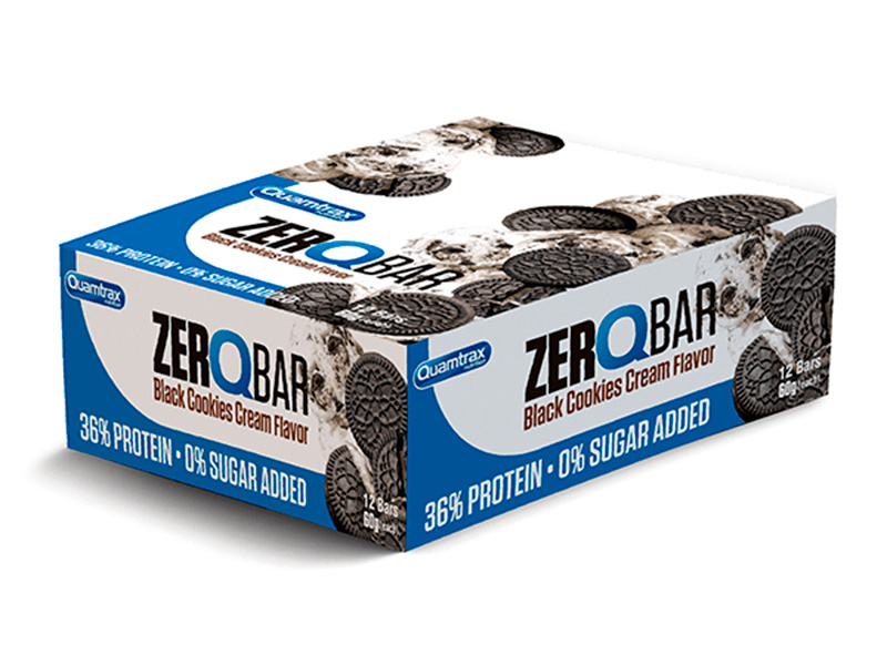 фото Quamtrax nutrition батончики zero q-bar 60 г, 12 шт, вкус: шоколадное печенье-крем