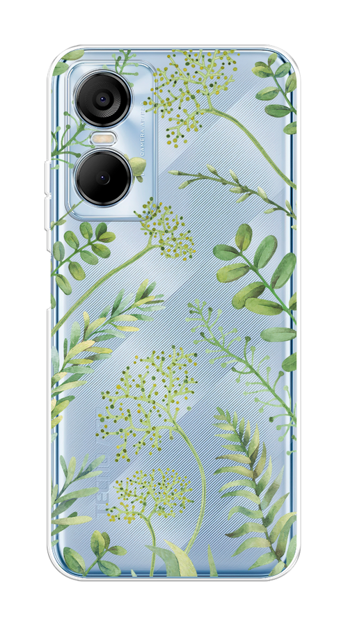 

Чехол на Tecno Pop 6 Pro "Green Leaves", Зеленый;прозрачный, 302750-1
