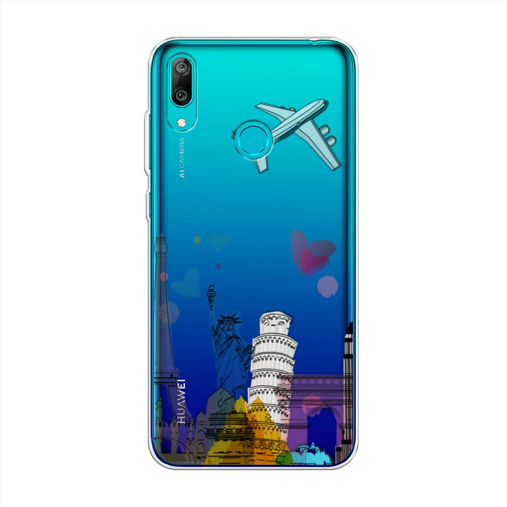 

Чехол Awog на Huawei Y7 2019 "Самолет путешествий", Желтый, 68450-10