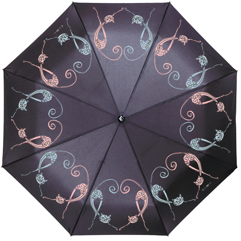 Зонт складной женский полуавтоматический Flioraj 100123 FJ черный