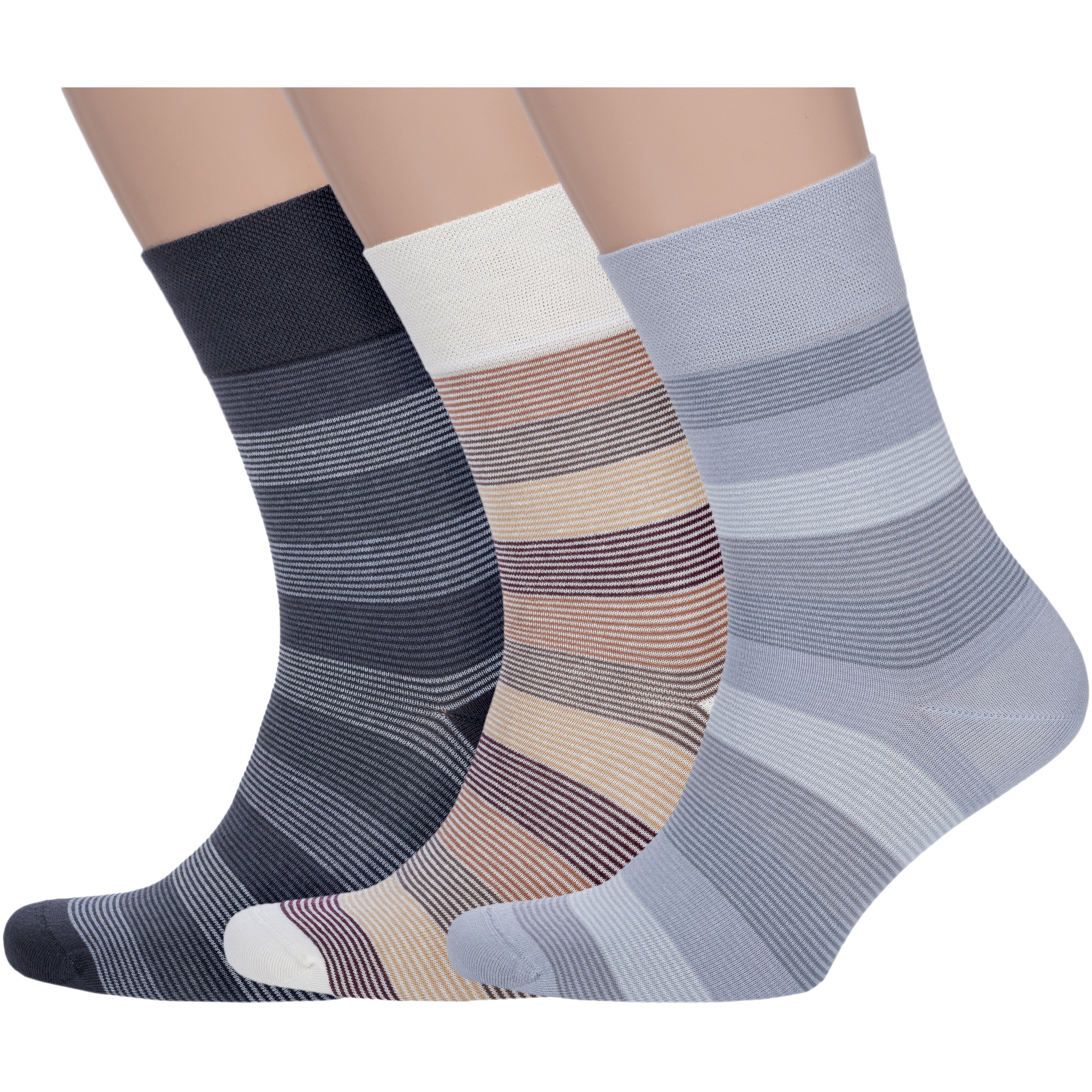 

Комплект носков мужских АКОС 3-CM41105 разноцветных 25-27, Серый;бежевый, 3-CM41105