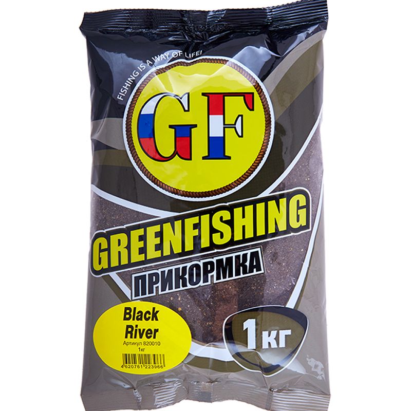 

Прикормка натуральная GreenFishing GF, Black River, 1 кг, GF