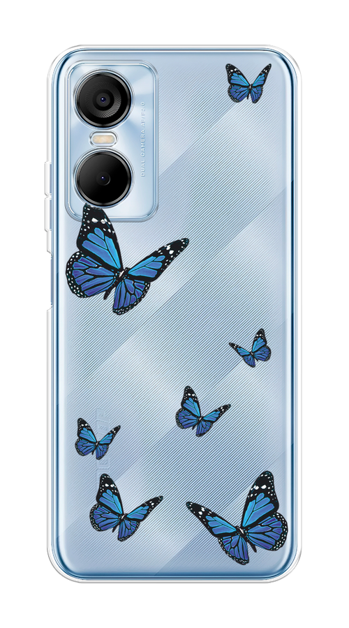 

Чехол на Tecno Pop 6 Pro "Blue butterflies", Синий;черный, 302750-1