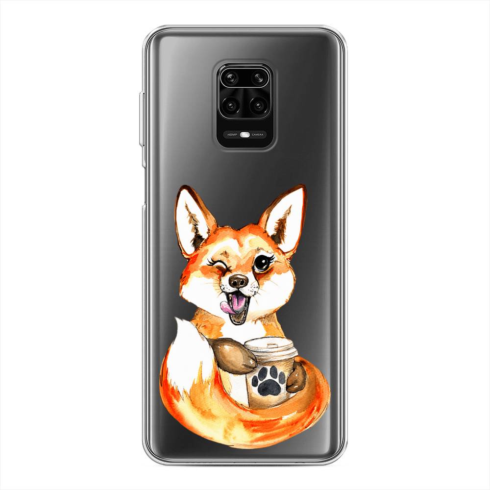 

Чехол на Xiaomi Redmi Note 9S/Note 9 Pro "Подмигивающая лиса с кофе", Оранжевый;белый;коричневый, 37950-4