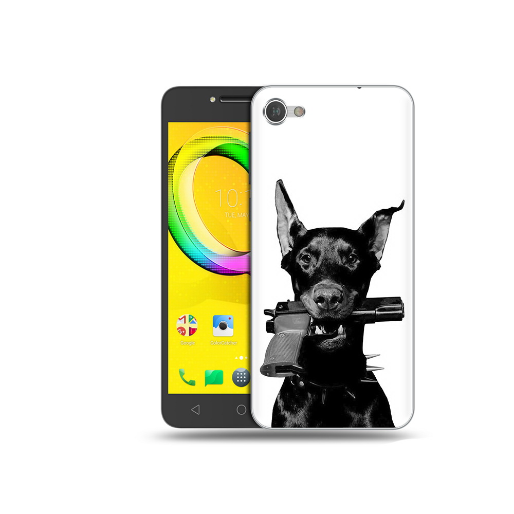 

Чехол MyPads Tocco для Alcatel A5 доберман с пистолетом (PT67387.664.331), Прозрачный, Tocco