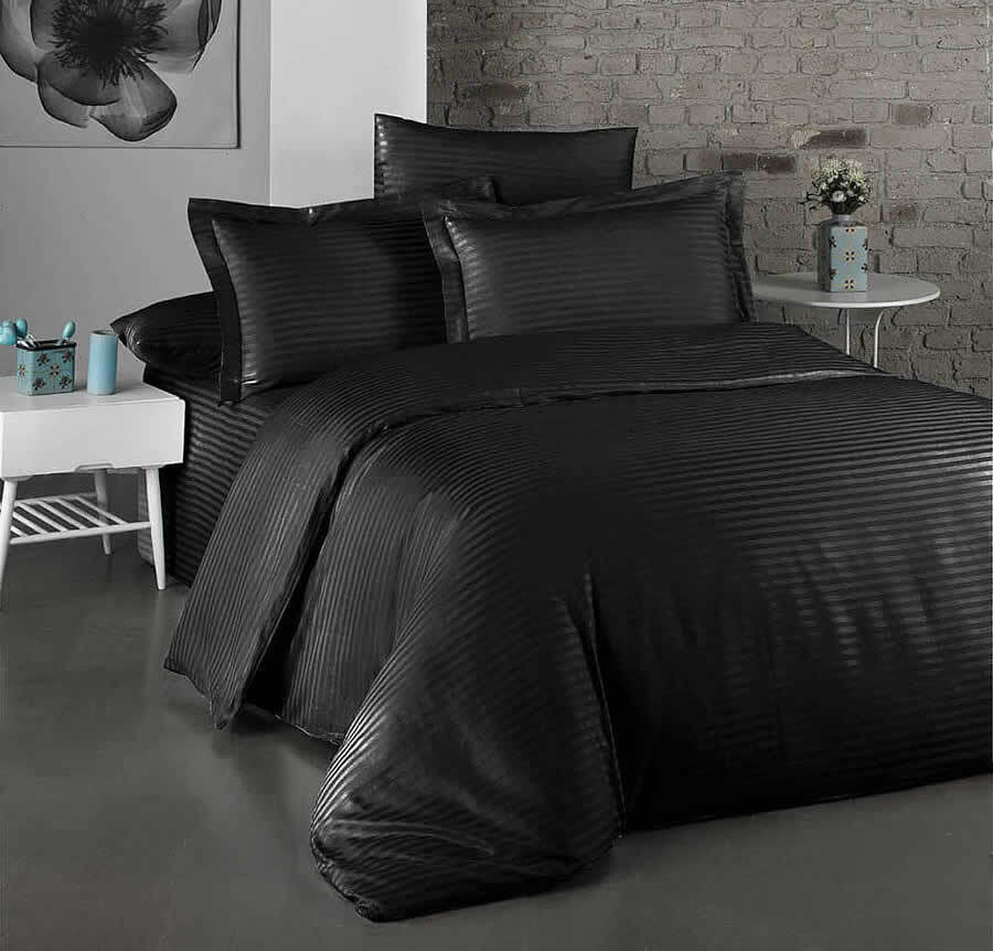 

Пододеяльник Maktex из страйп-сатина 200 х 200 Черный 1х1, Пододеяльники из страйп-сатина 125