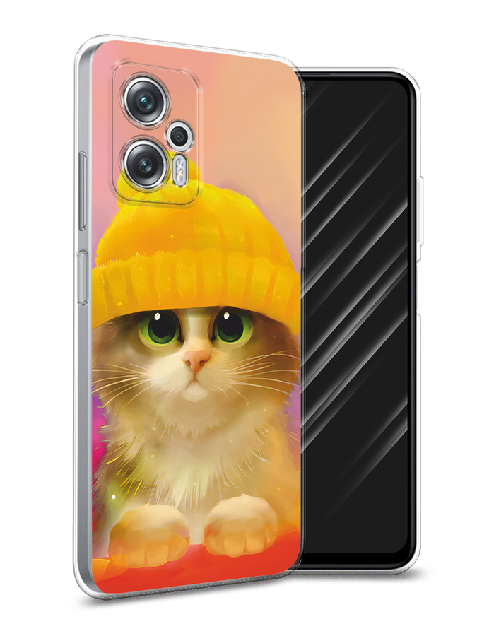 

Чехол Awog на Poco X4 GT/Redmi Note 11T Pro/11T Pro Plus "Котенок в желтой шапке", Разноцветный, 315250-2