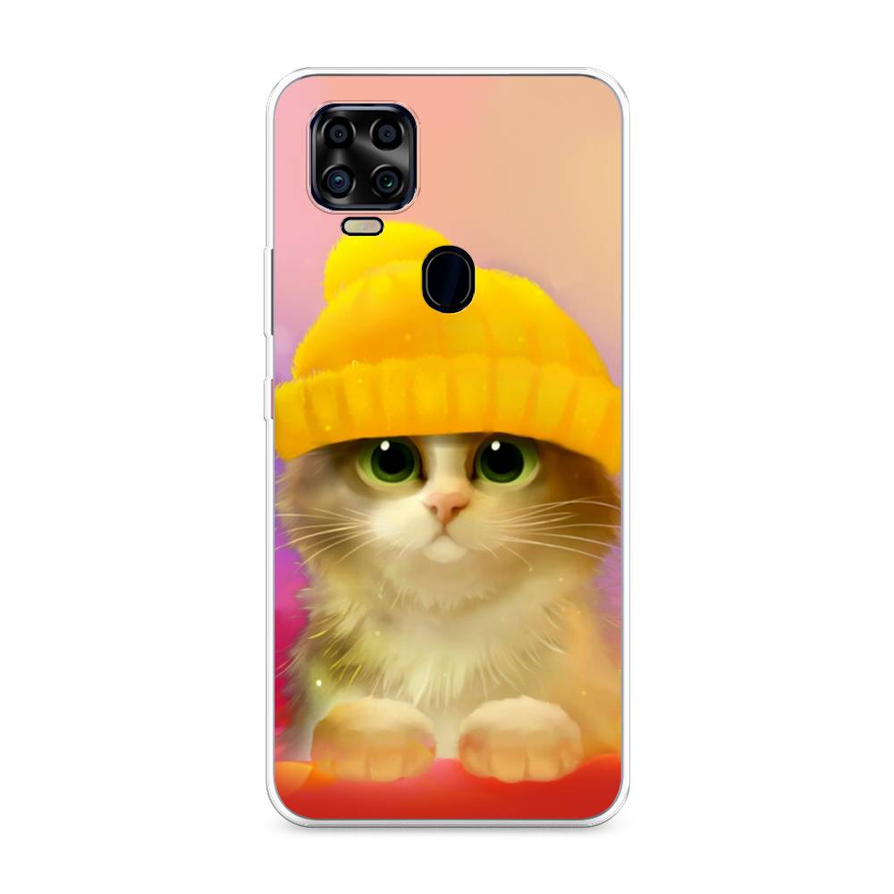 фото Силиконовый чехол "котенок в желтой шапке" на zte blade v2020 4g awog