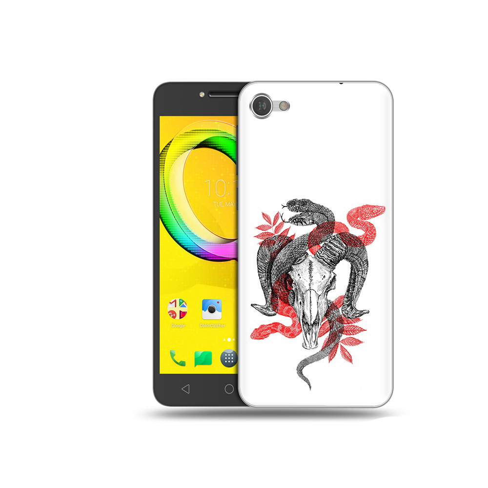 

Чехол MyPads Tocco для Alcatel A5 змея в черепе рисунок (PT67387.664.365), Прозрачный, Tocco
