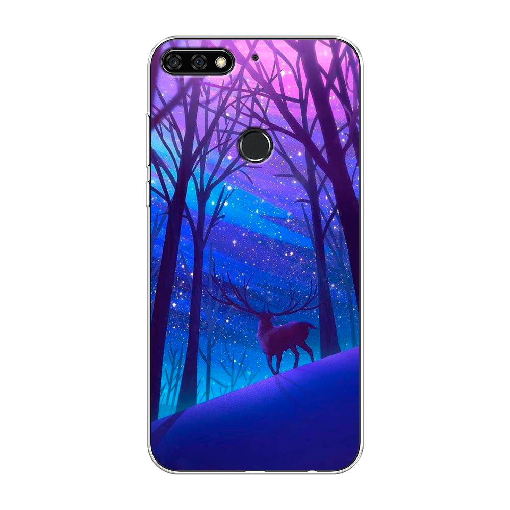 

Чехол Awog на Honor 7C Pro "Северный олень", Фиолетовый;голубой;синий, 65550-2