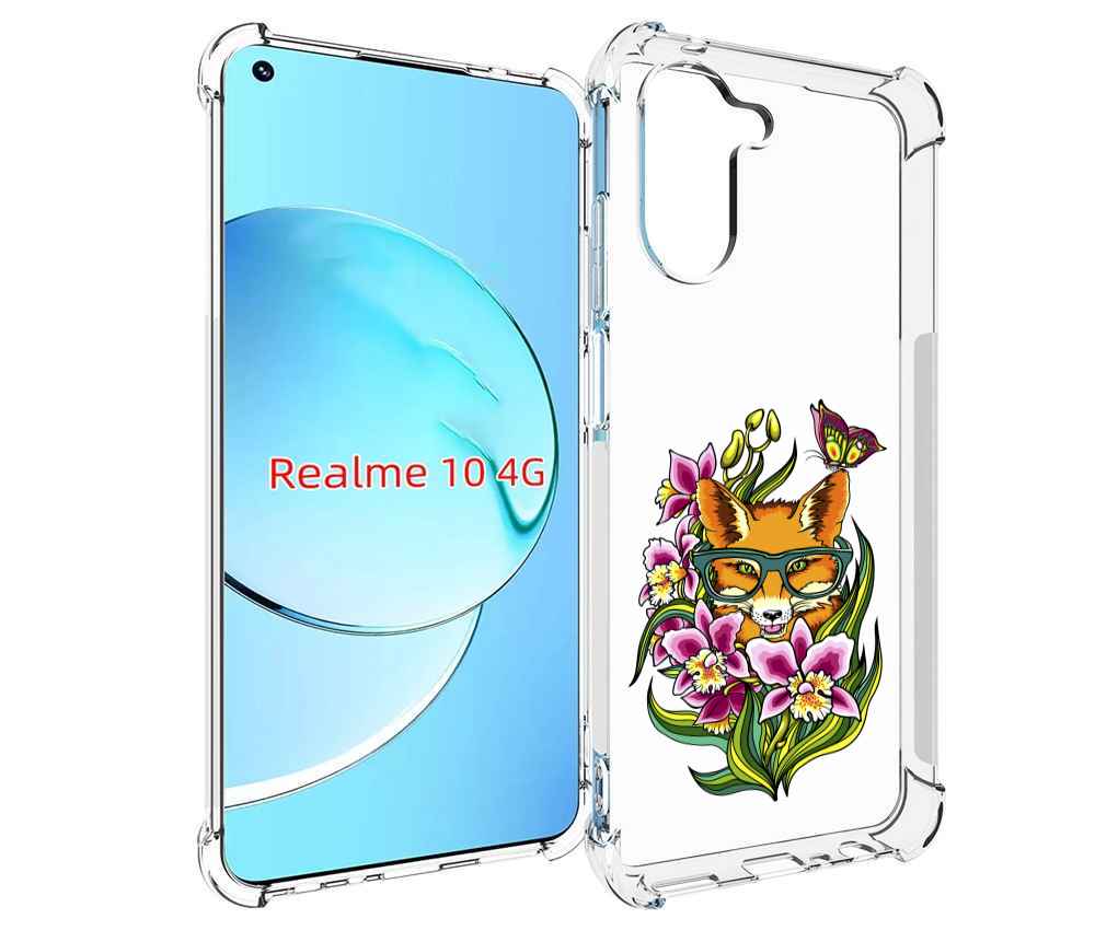 

Чехол MyPads Лиса в цветах для Realme 10, Прозрачный, Tocco