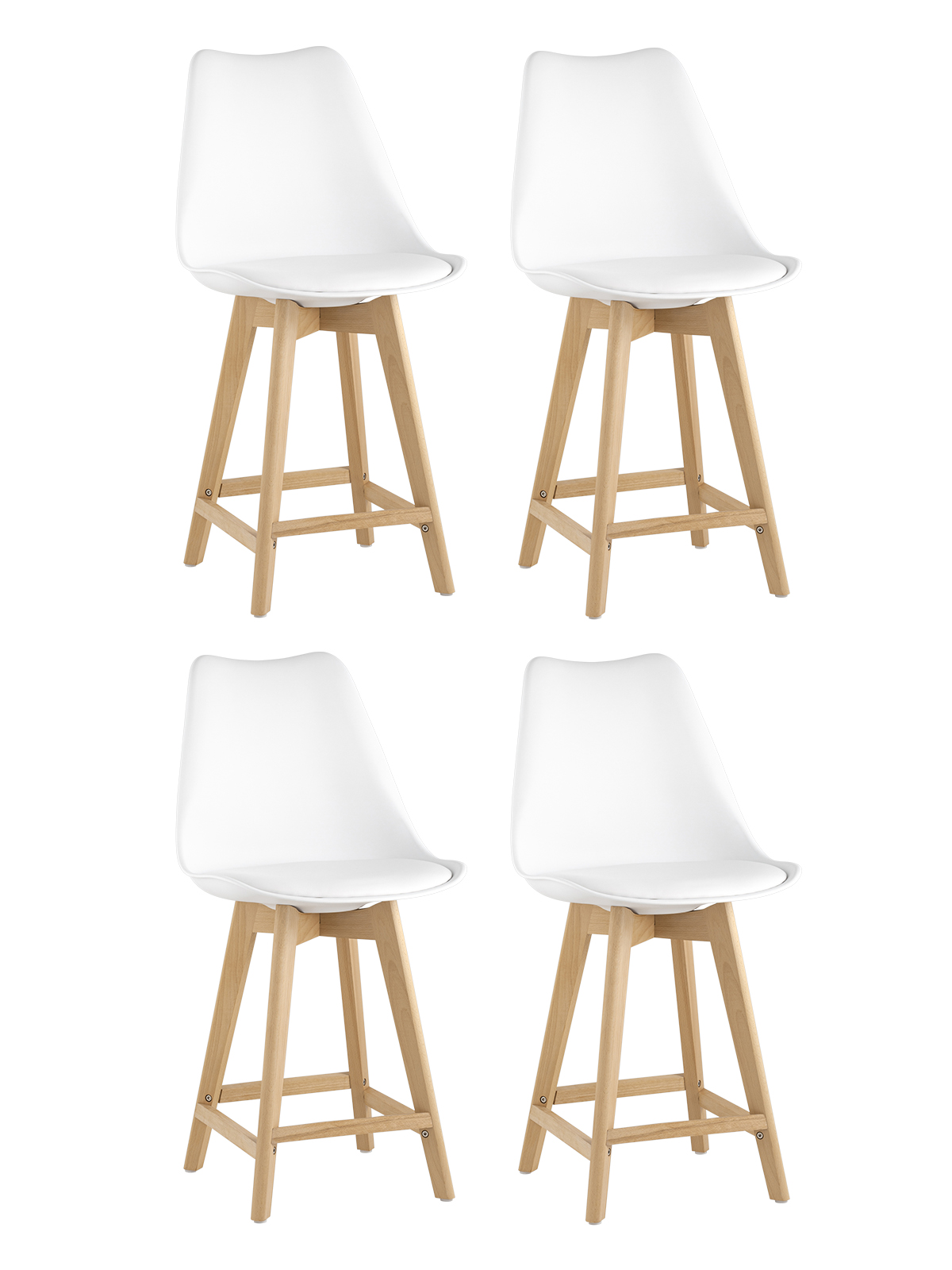 фото Стул полубарный stool group frankfurt, белый (комплект 4 стула)