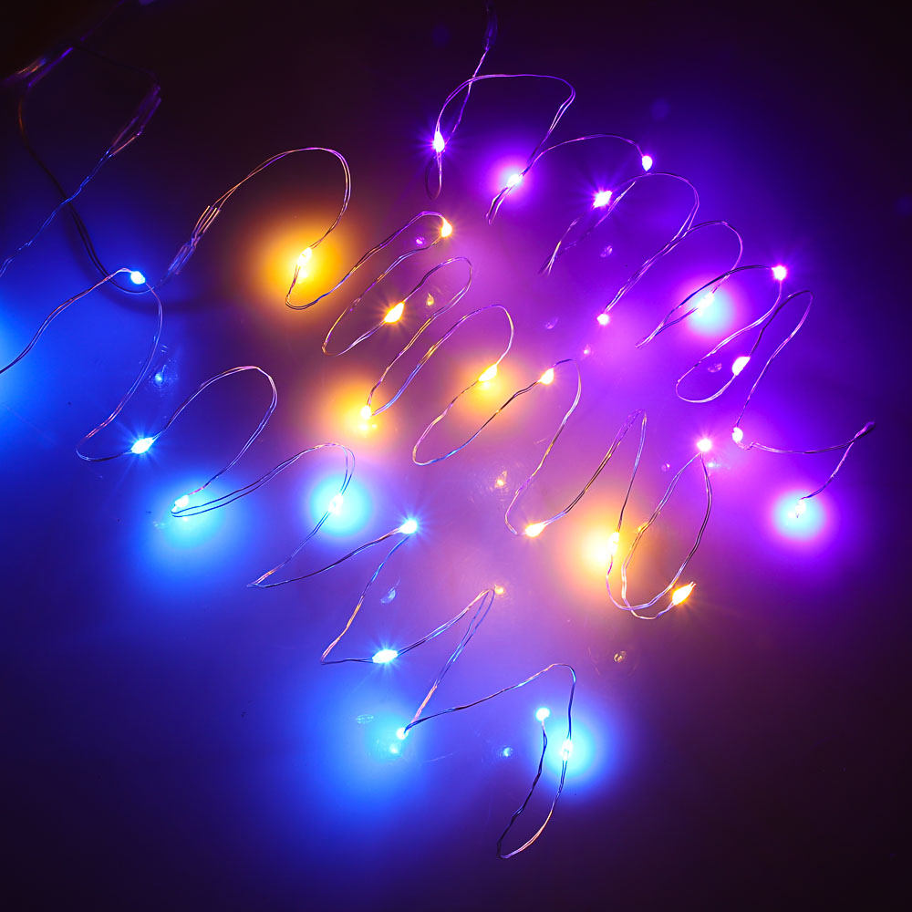 

Световая гирлянда новогодняя Сноу бум Нитка росы 1 м разноцветный/RGB, Нитка росы