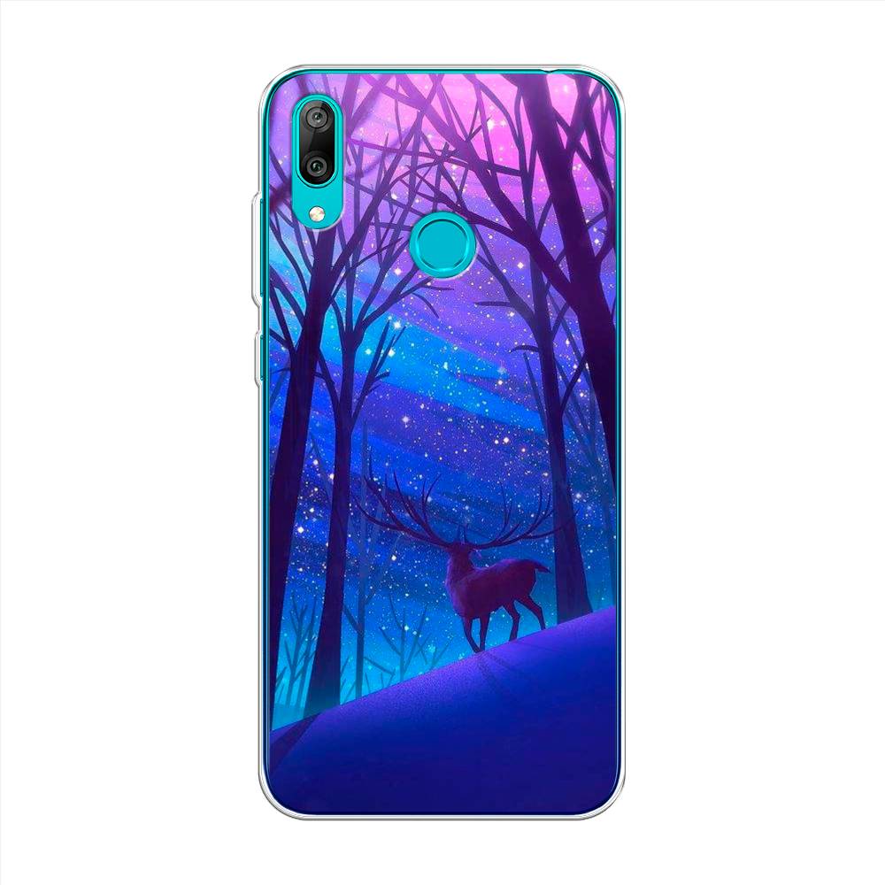 

Чехол Awog на Huawei Y7 2019 "Северный олень", Фиолетовый;голубой;синий, 68450-2