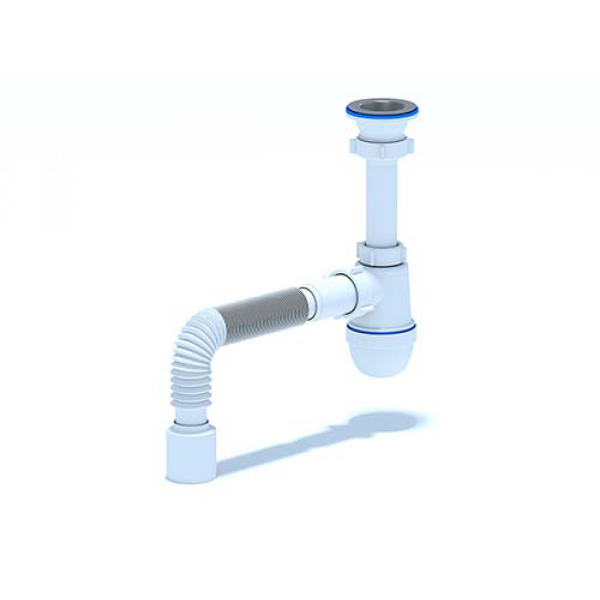 

Сифон Ани 1-1/2" х 40 с гибкой трубкой 40x50 С0110, Белый