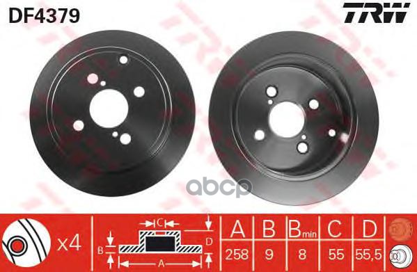 

Диск тормозной TOYOTA Corolla (00-07) задний (1шт.) TRW