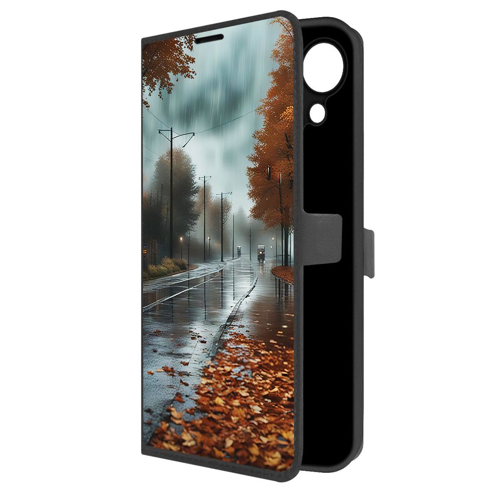 

Чехол-книжка Krutoff Eco Book для Tecno Spark Go 1 Осенний дождь (черный)