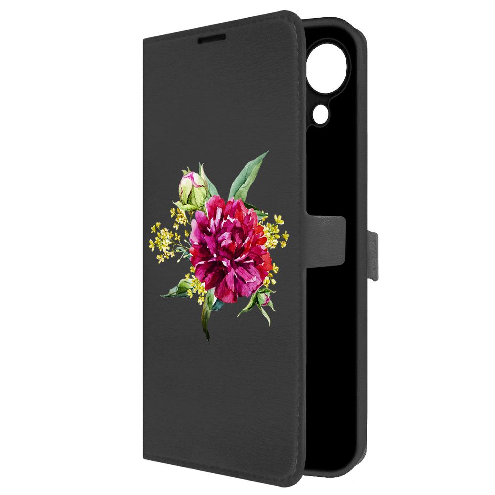 

Чехол-книжка Krutoff Eco Book для Tecno Spark Go 1 Цветочная акварель (черный)