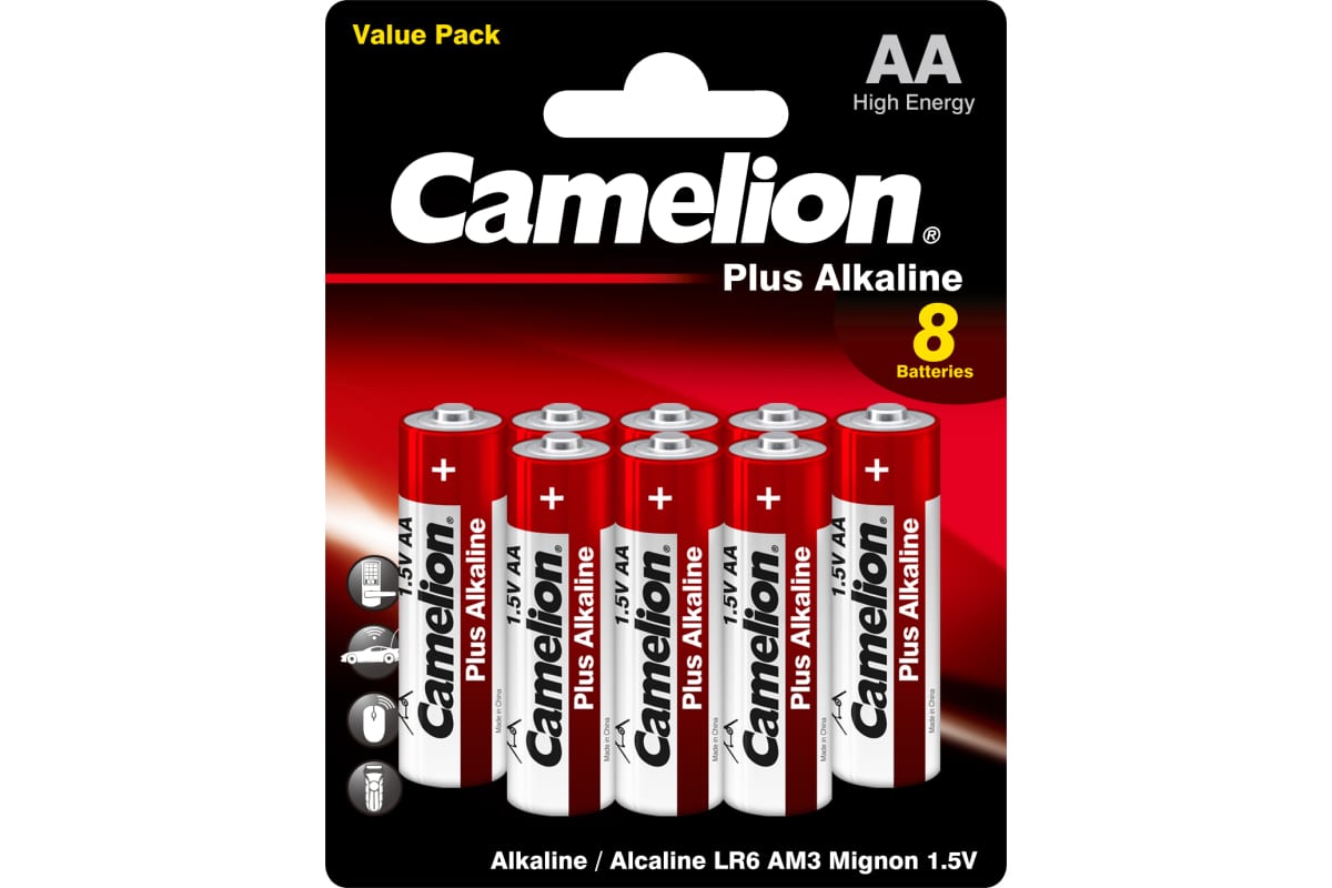 Набор из 48 шт, Camelion  LR6  Plus Alkaline BL-8 (LR6-BP8, батарейка,1.5В)