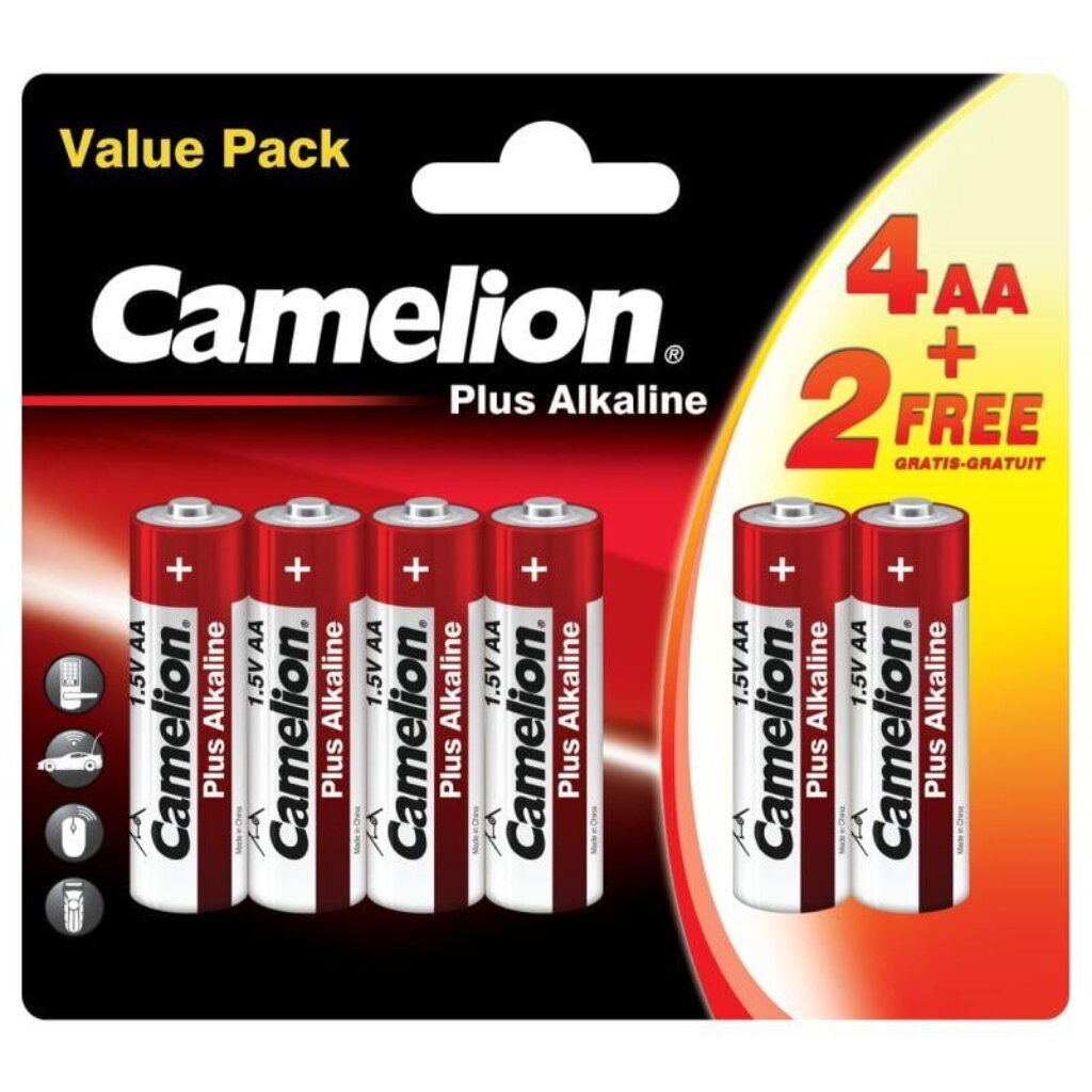 Набор из 72 шт, Camelion  LR6  Plus Alkaline 4+2 (4+2LR6-BP, батарейка,1.5В)