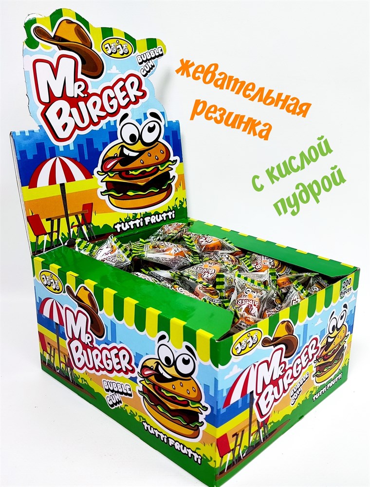

Жевательная резинка ХолодОк Mr Burger с кислой пудрой 200шт 3,5г, CG-343
