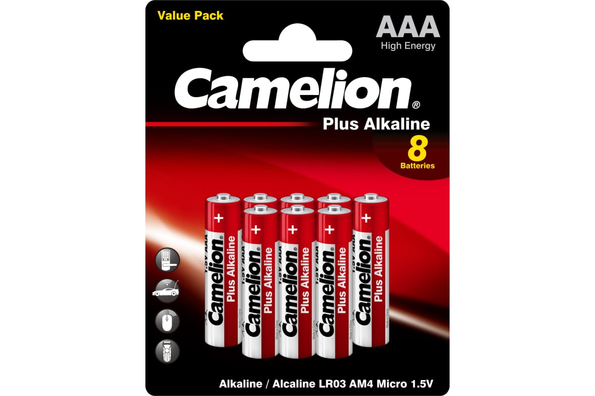 Набор из 48 шт, Camelion  LR03  Plus Alkaline BL-8 (LR03-BP8, батарейка,1.5В)