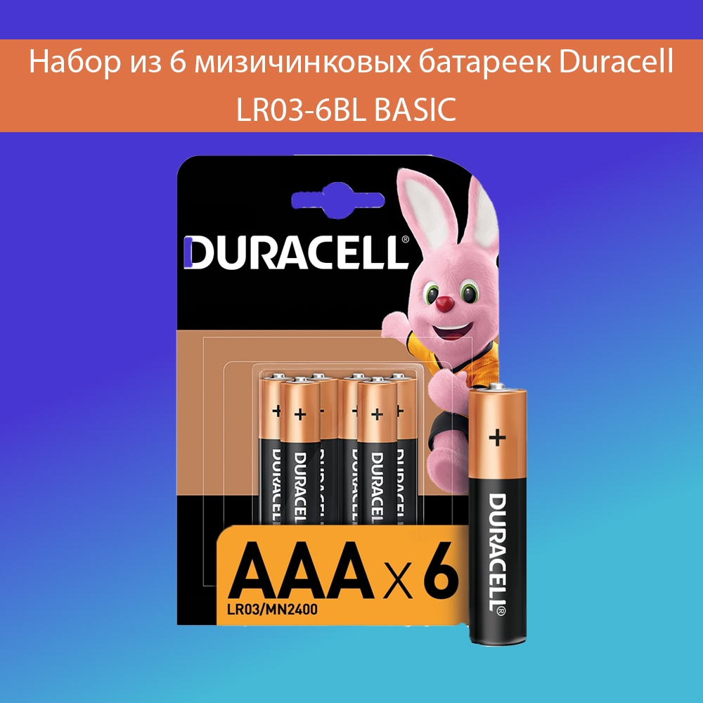 

Набор для Goods из 6 мизичинковых батареек Duracell LR03-6BL BASIC (Б0014858)