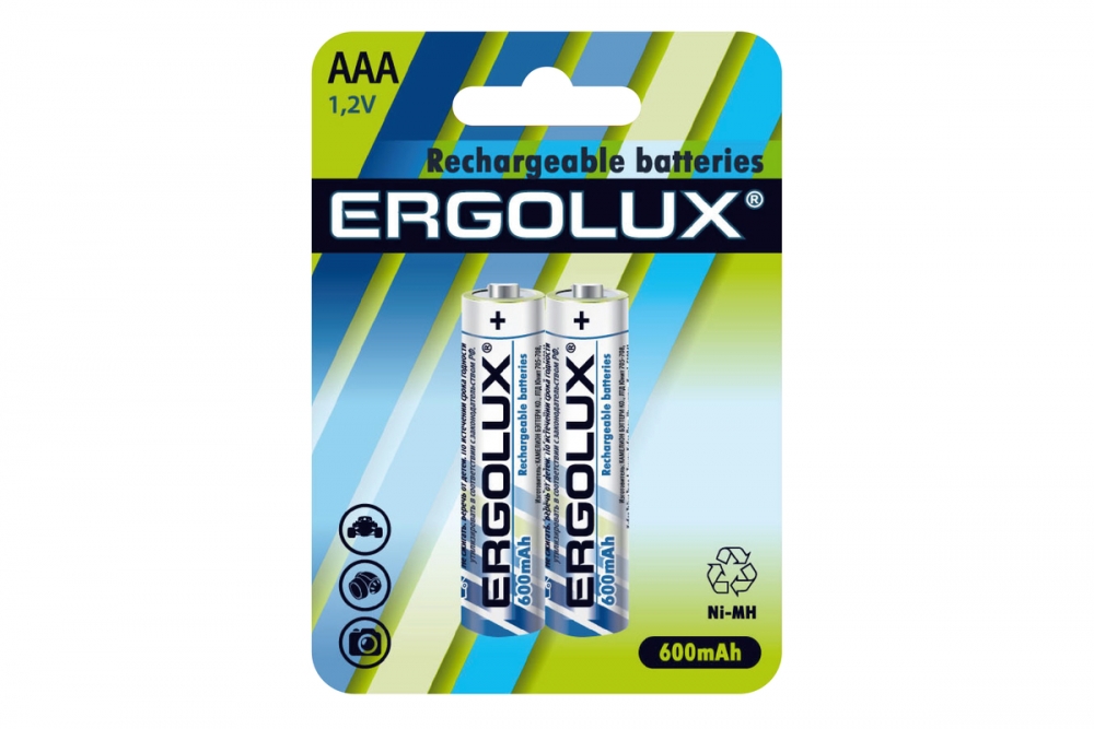 Набор из 24 шт, Аккумулятор Ergolux AAA-600mAh Ni-Mh BL-2 (NHAAA600BL2, 1.2В)