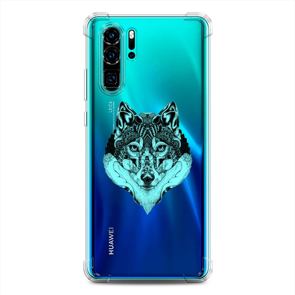 фото Противоударный силиконовый чехол "бирюзовый волк" на huawei p30 pro awog