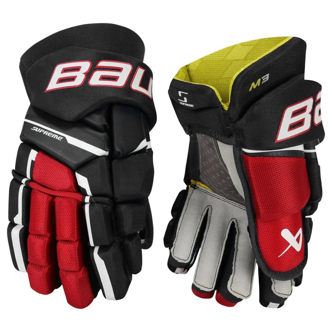 Перчатки хоккейные BAUER Supreme M3 S23 INT 1061901 (12 / черный-красный)