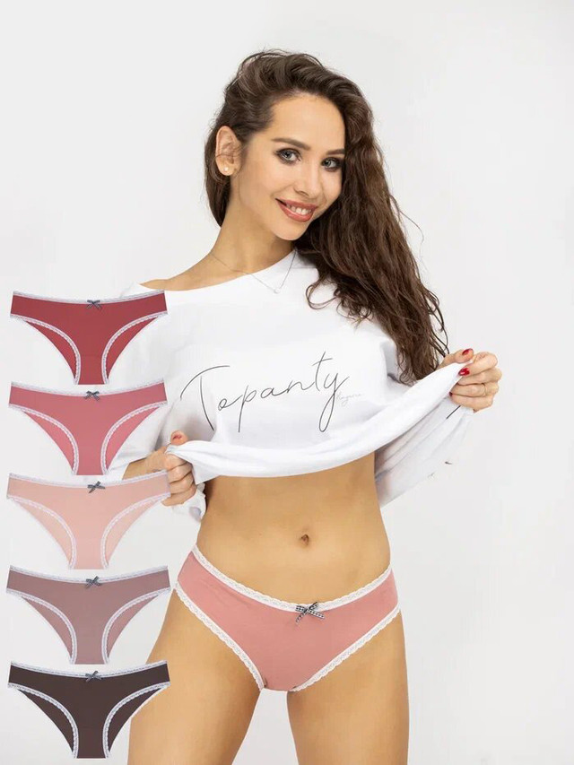 фото Комплект трусов женских topanty tp-1001 красных; бежевых; коричневых xl