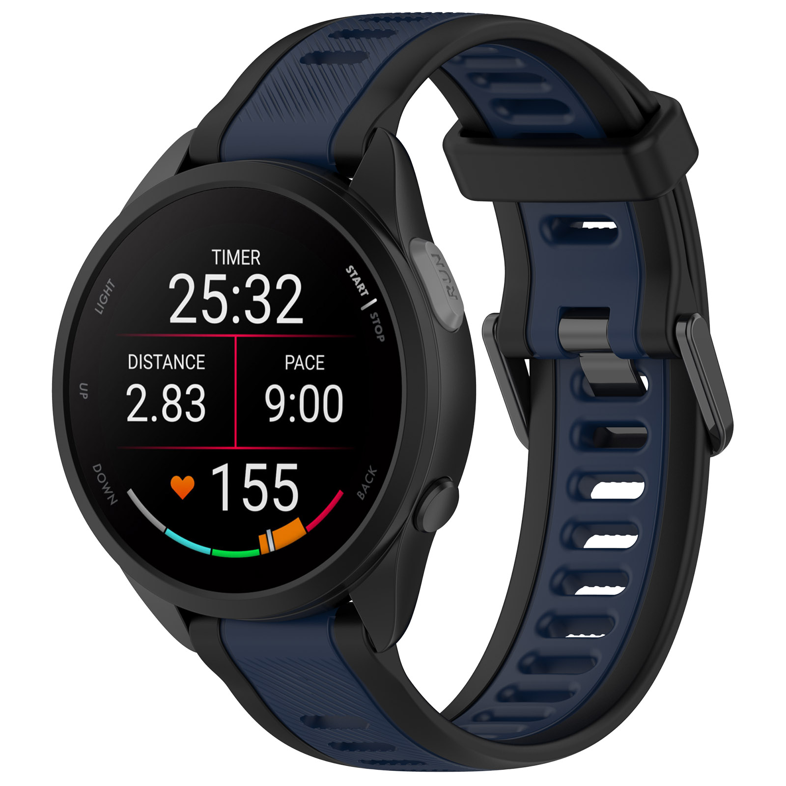 Силиконовый ремешок для Samsung, Amazfit, Garmin, Honor, 20 мм, черно-синий