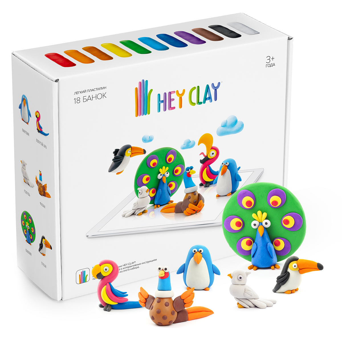 фото Воздушный пластилин для лепки hey clay залипаки - птицы