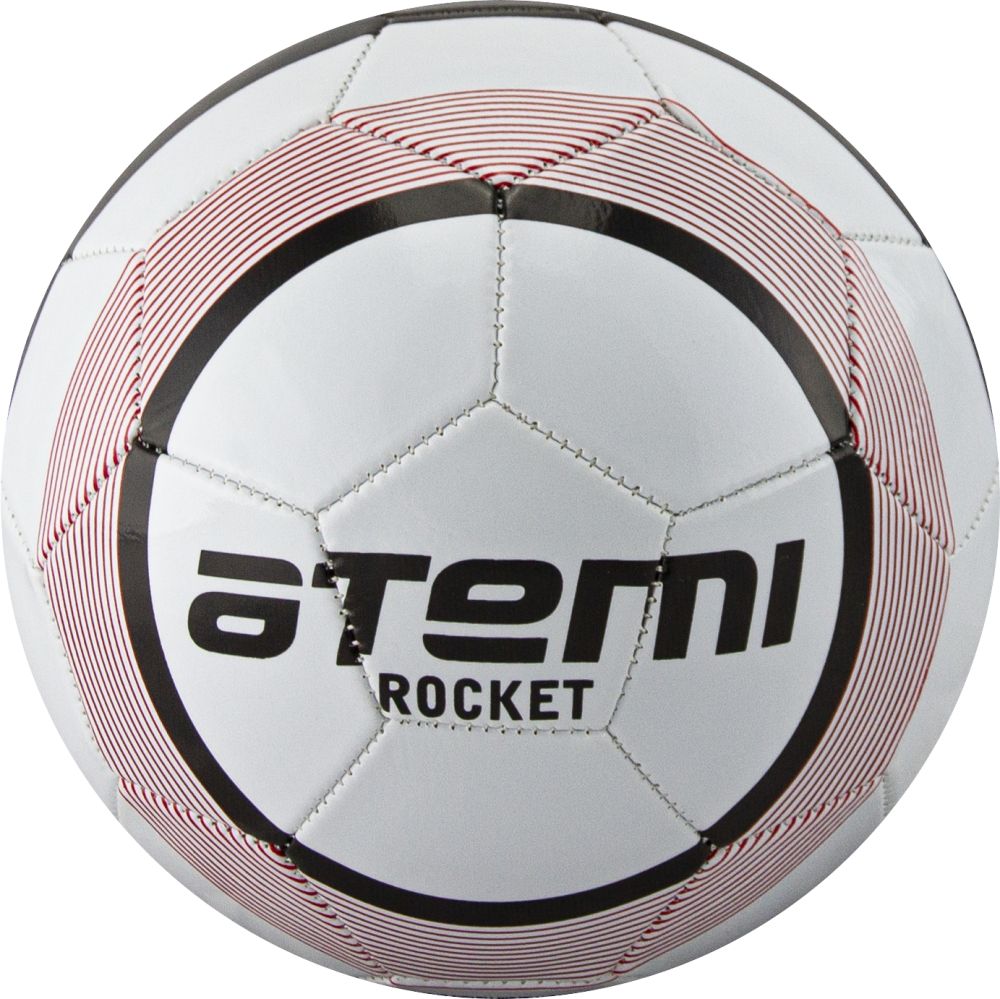 фото Мяч футбольный atemi rocket, pvc бел/красн., р.5, м/ш, дет., 260-280г (0,4-0,5 bar)