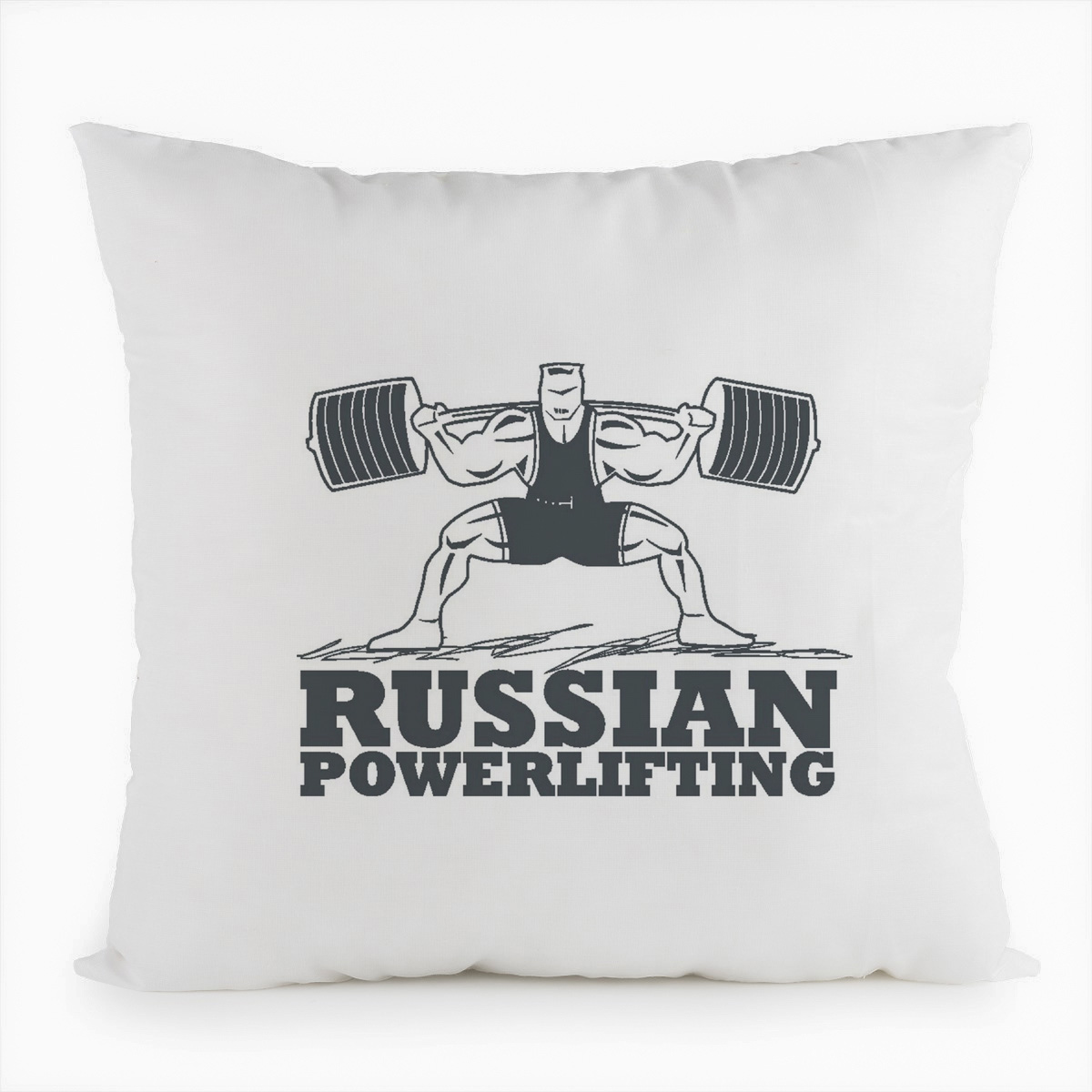 

Подушка белая CoolPodarok Russian powerlifting (Русский пауэрлифтинг), Белый