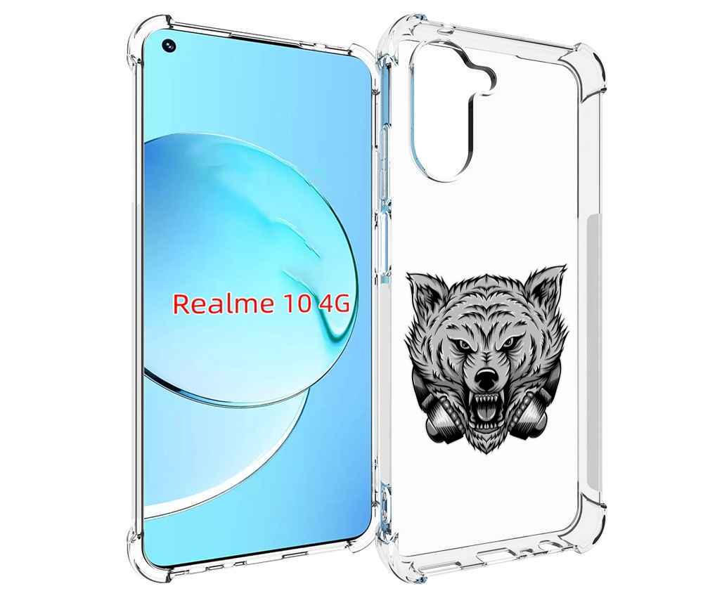 

Чехол MyPads Волк-в-наушниках мужской для Realme 10, Прозрачный, Tocco