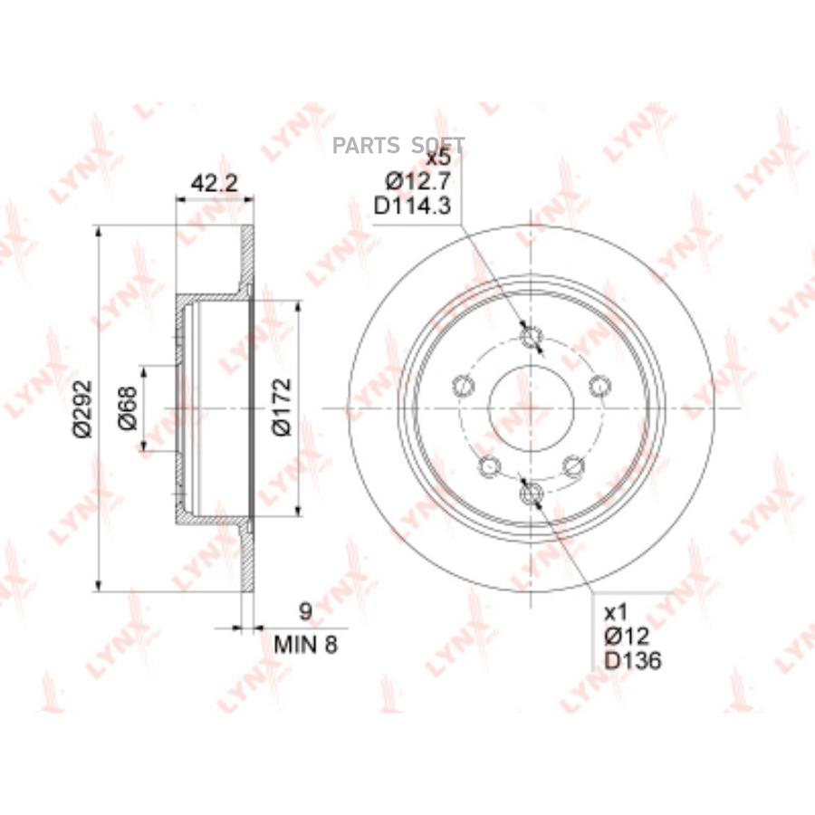 

Диск тормозной задний NISSAN Juke/Qashqai 06-> /D=292mm LYNXauto BN-1793
