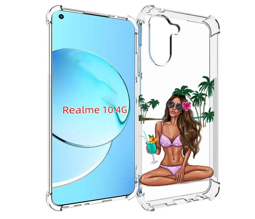 

Чехол MyPads Гавайская-девушка женский для Realme 10, Прозрачный, Tocco