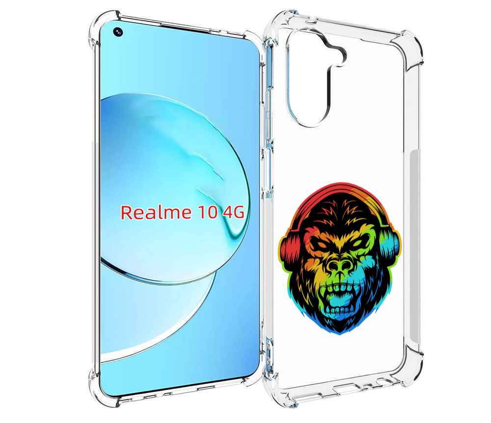 

Чехол MyPads Горилла-в-наушниках для Realme 10, Прозрачный, Tocco