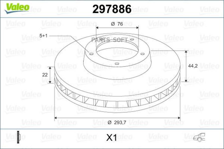 

Диск тормозной задний VW T5 VALEO 297886