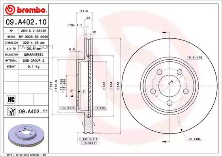 

Диск тормозной передн, CHRYSLER:300 C 04- , 300 C 10- , 300 C Touring 04-10