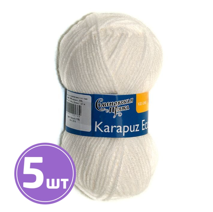 

Пряжа Семеновская Karapuz Eco (179), белый 5 шт. по 50 г
